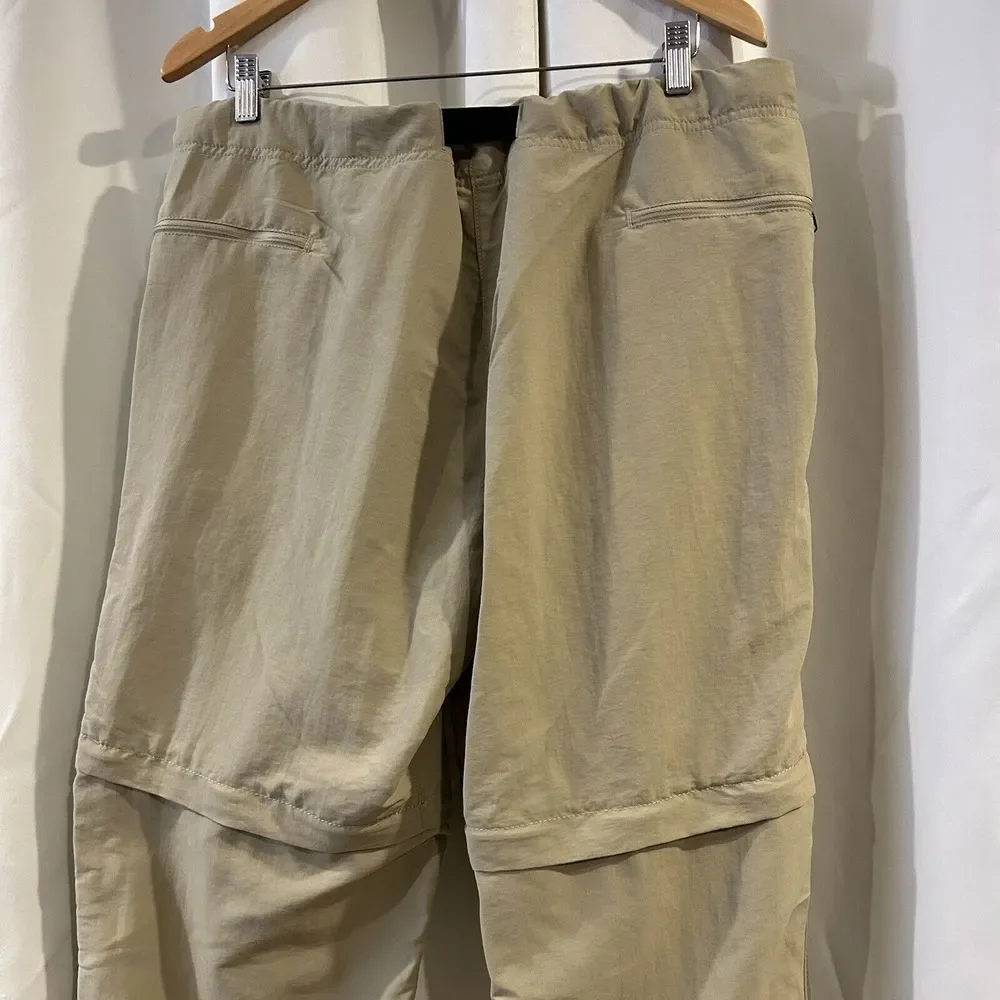 The North Face convertible Pants Mens Large Tan‎ Zip Off Belted Outdoor 40X32